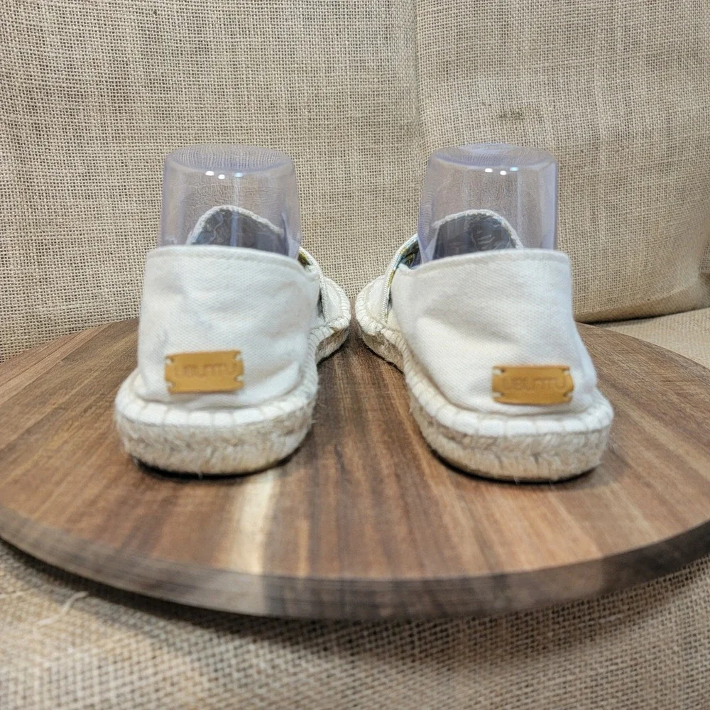 Ubuntu Espadrille Slip On Shoes Handmade in Kenya Beige Beaded Women's Size‎ 9M